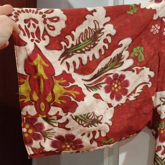 Zara Linen Blend Resort Set Printed Wide Leg Pants XL Tunic Dress M/L Boho - Picture 6 of 17